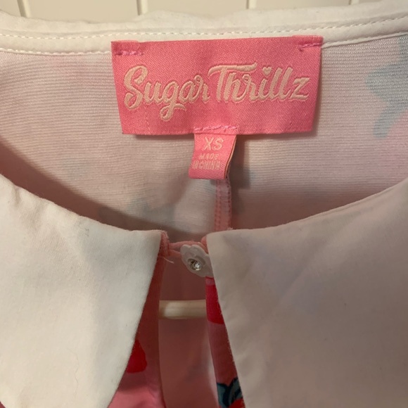 Sugar Thrillz Pink strawberry ruffle collard dress - Picture 8 of 8